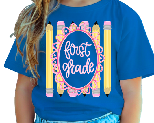 All Grades Girl School Pencils Bow TRANSFER