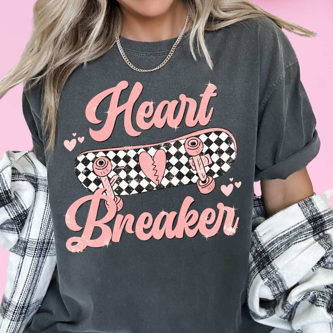 Checkered Skateboard Heart Breaker (Boy) Valentine's Day DTF Transfer