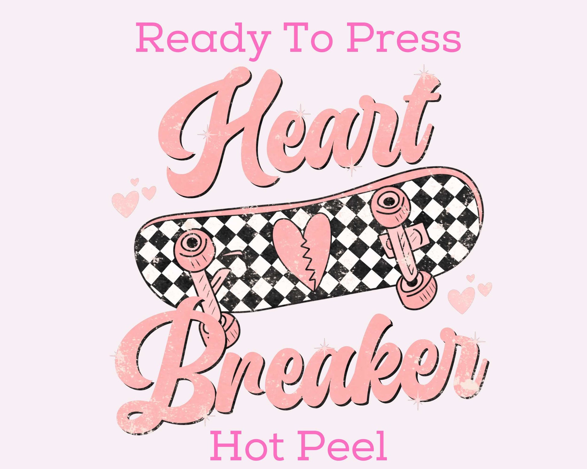 Checkered Skateboard Heart Breaker (Boy) Valentine's Day DTF Transfer