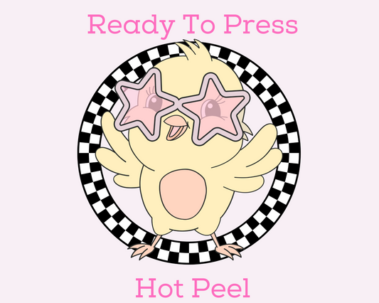 Happy Chick (Checkered) Easter DTF TRANSFER or UV DTF STICKER or UV DTF STICKER