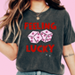 Feeling Lucky Heart Dice (Distressed) Valentine's Day DTF TRANSFER