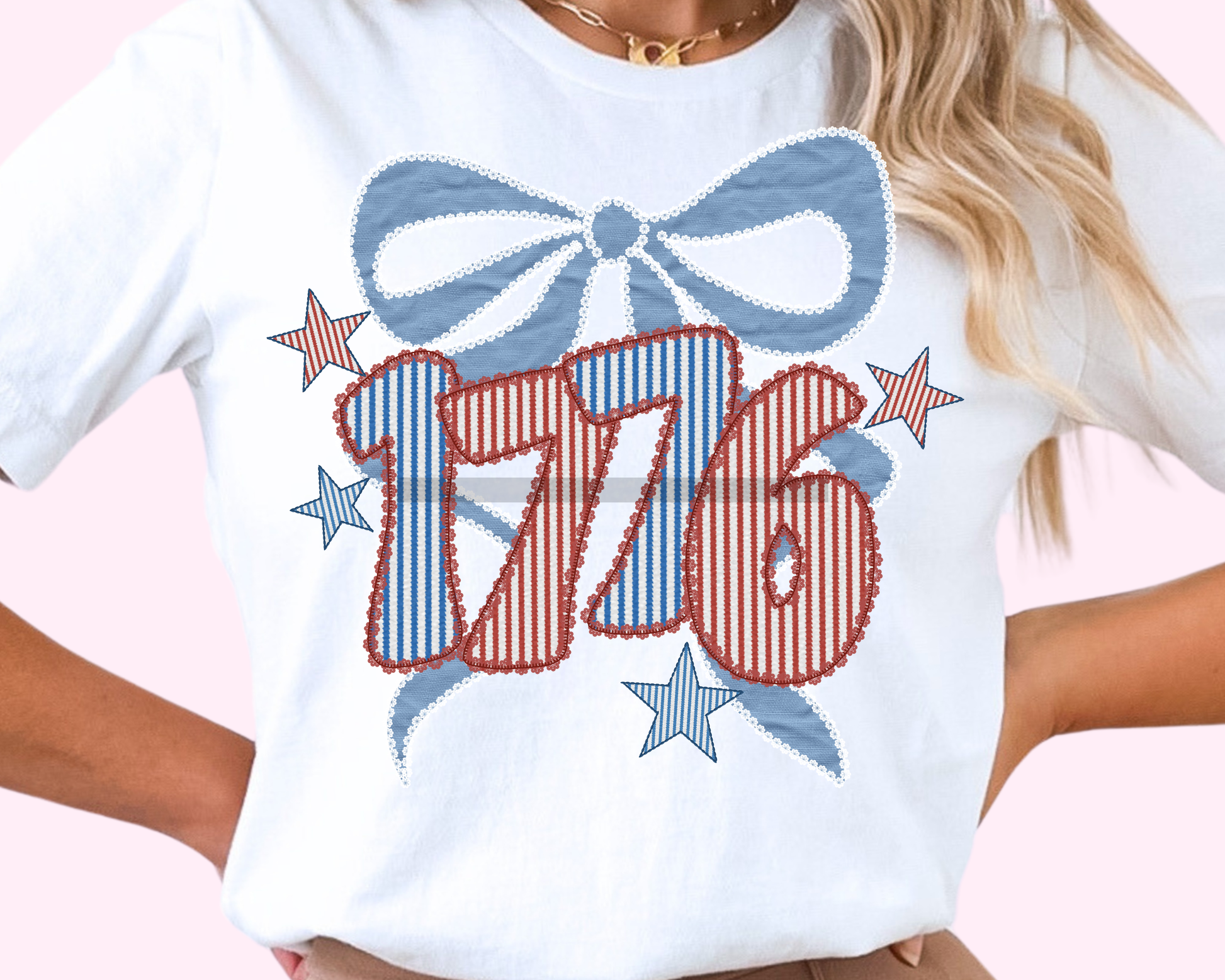 1776 with Bow Patriotic 4th of July DTF TRANSFER