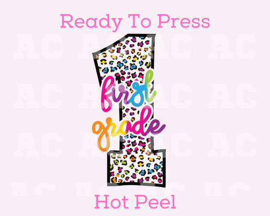First Grade (Pink Leopard)  1st Grade DTF TRANSFER or UV DTF STICKER