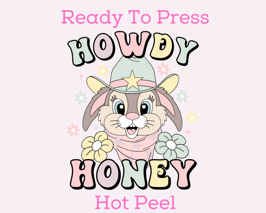 Howdy Hunny Pastel Bunny Easter Western DTF TRANSFER or UV DTF STICKER or UV DTF STICKER
