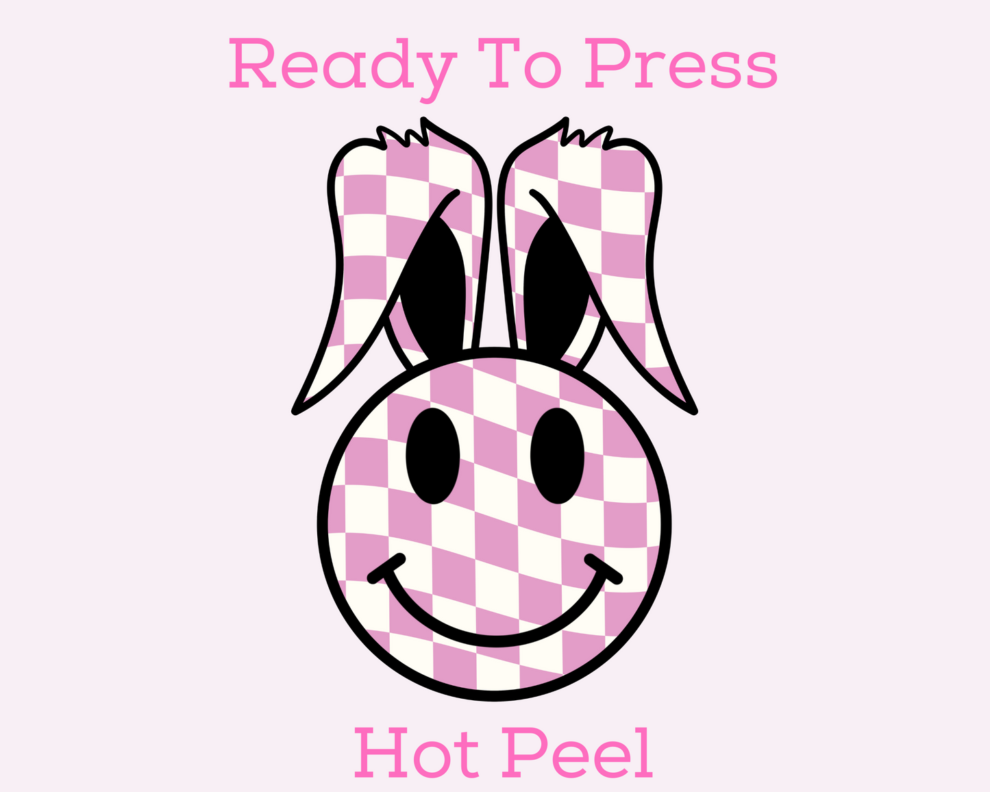 Pink Checkered Happy Bunny Easter DTF TRANSFER or UV DTF STICKER or UV DTF STICKER