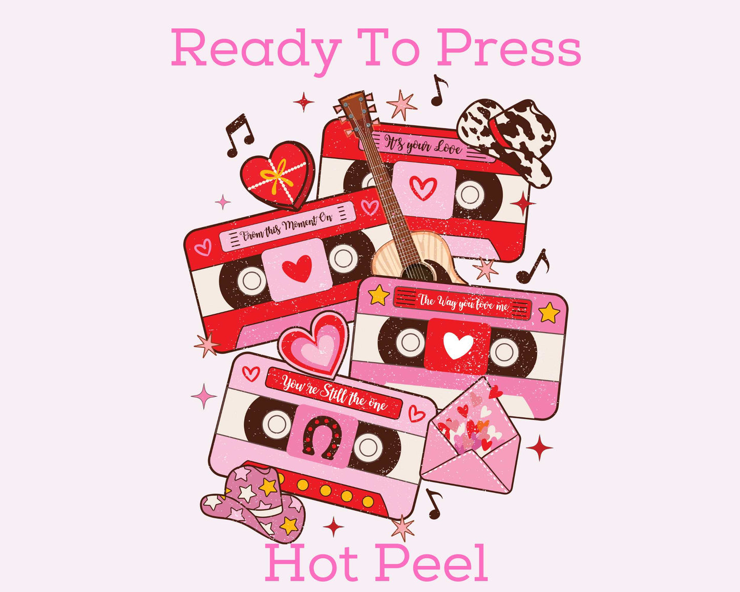 Love Songs Cassette Collage Valentines Day DTF TRANSFER or UV DTF STICKER