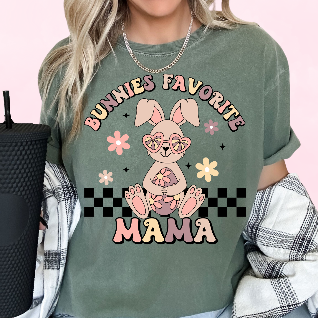 Bunnies Favorite Mama Easter Mom DTF TRANSFER or UV DTF STICKER or UV DTF STICKER
