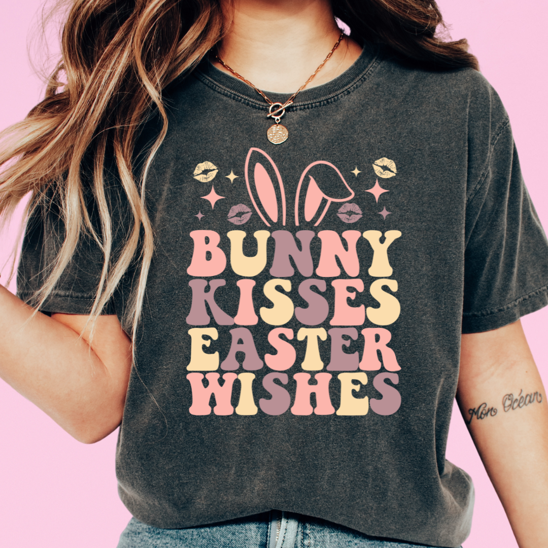 Bunny Kisses Easter Wishes Easter DTF TRANSFER or UV DTF STICKER or UV DTF STICKER