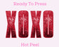 Faux XOXO Red Sequins Valentines Day DTF TRANSFER or UV DTF STICKER