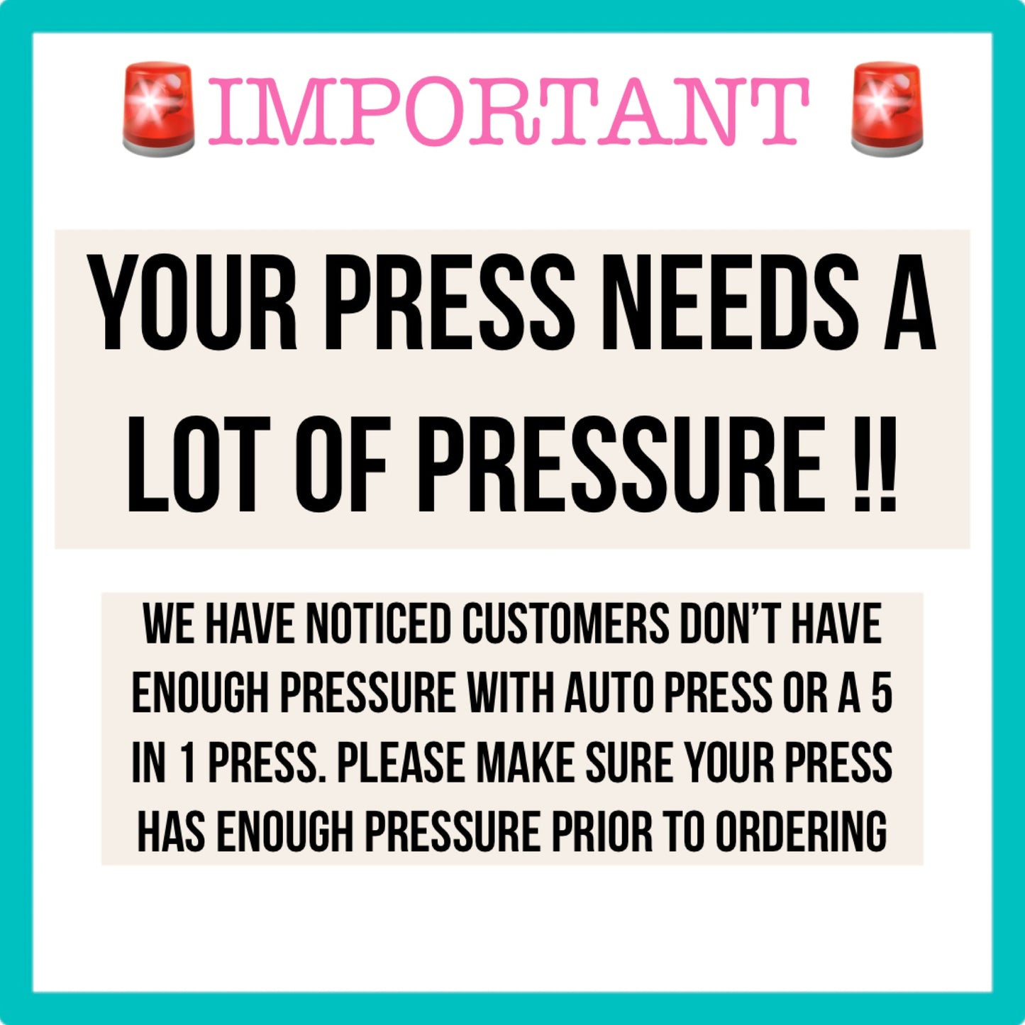 a sign that says your press needs a lot of pressure