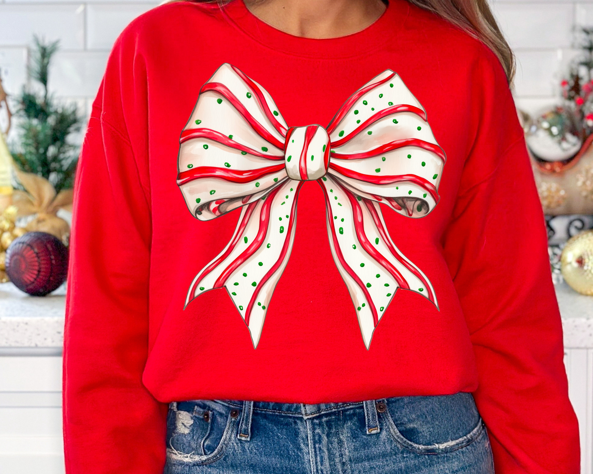 You Just found the cutest Christmas sweatshirt for the holiday season! This cozy Cake Bow&nbsp;Christmas Sweatshirt is perfect for kids and adult or a mommy and me matching Christmas sweatshirt