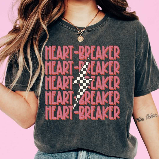 Heartbreaker With A Checkered Bolt Valentines Day DTF TRANSFER or UV DTF STICKER