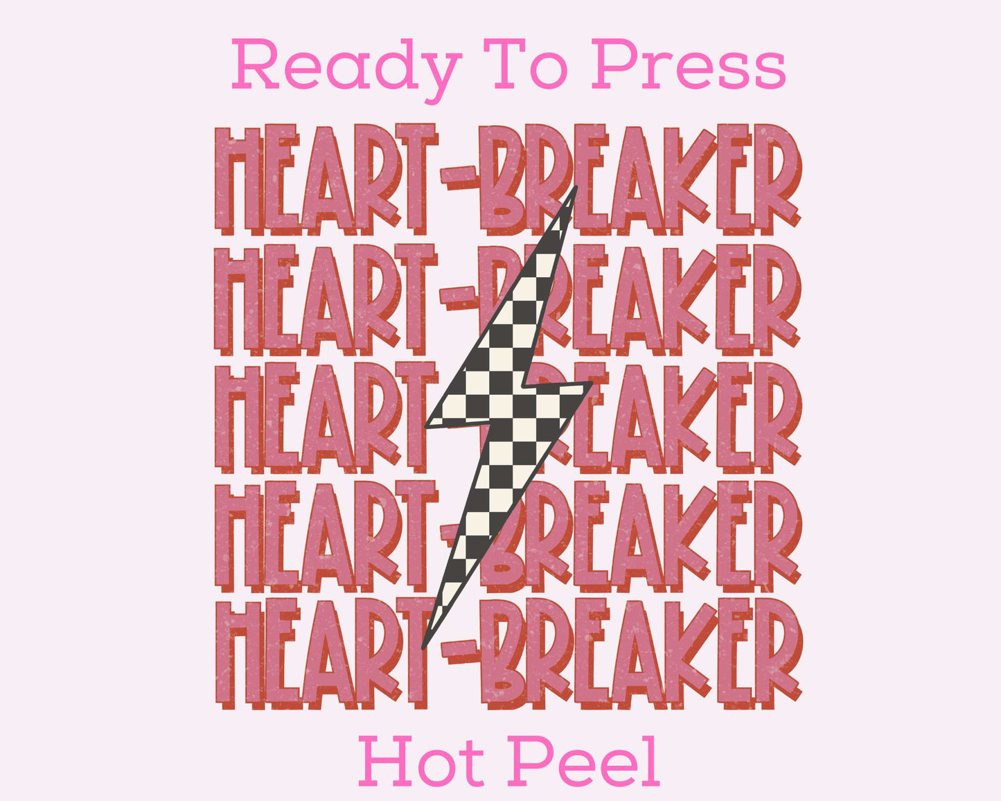 Heartbreaker With A Checkered Bolt Valentines Day DTF TRANSFER or UV DTF STICKER