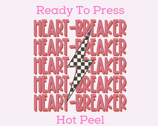 Heartbreaker With A Checkered Bolt Valentines Day DTF TRANSFER or UV DTF STICKER