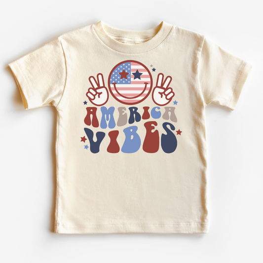 America Vibes Smiley Patriotic DTF TRANSFER or UV DTF STICKER