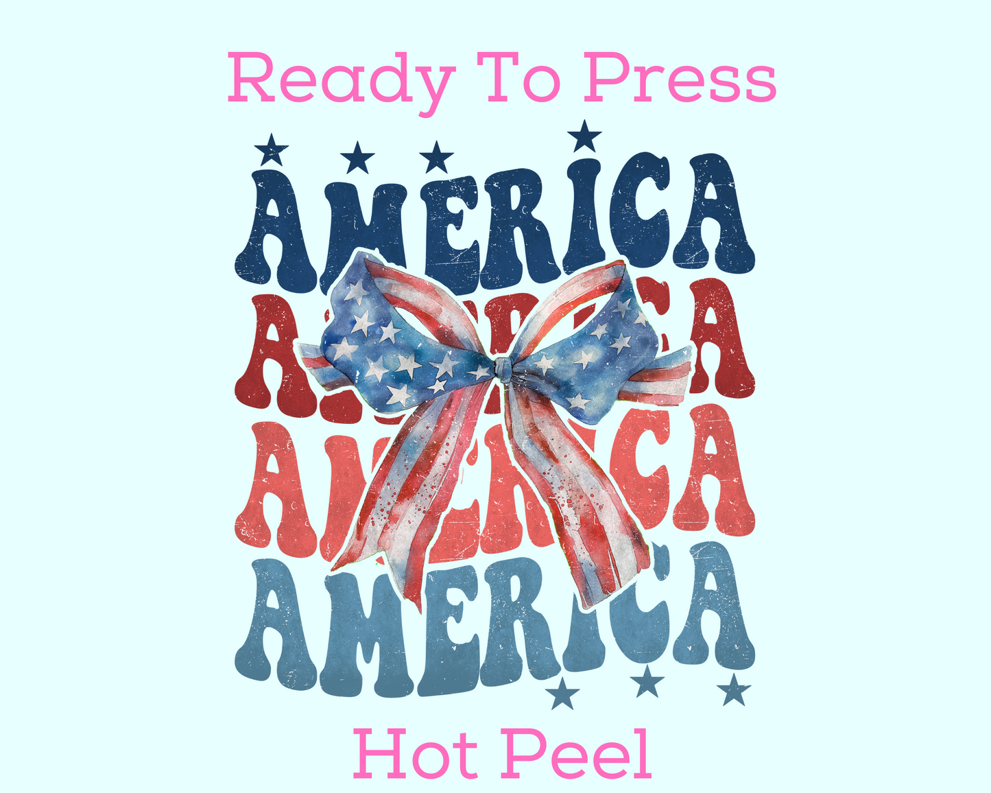 America Coquette Bow (Distressed) Patriotic DTF TRANSFER or UV DTF STICKER