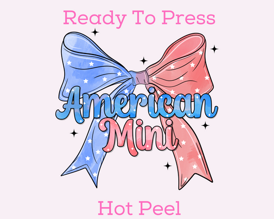 American Mini Coquette Bow Patriotic DTF TRANSFER or UV DTF STICKER DECAL