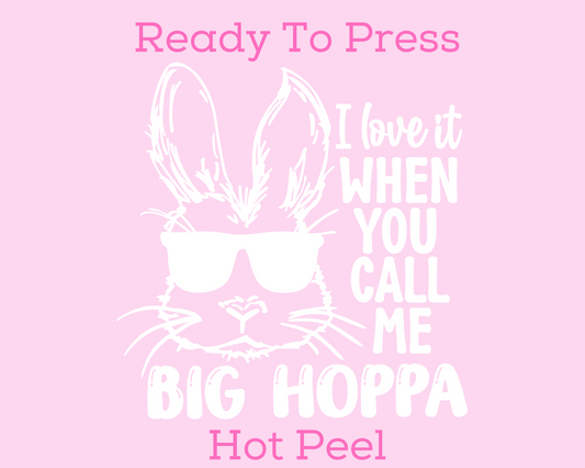 Big Hoppa Bunny (White) Easter DTF TRANSFER or UV DTF STICKER or UV DTF STICKER