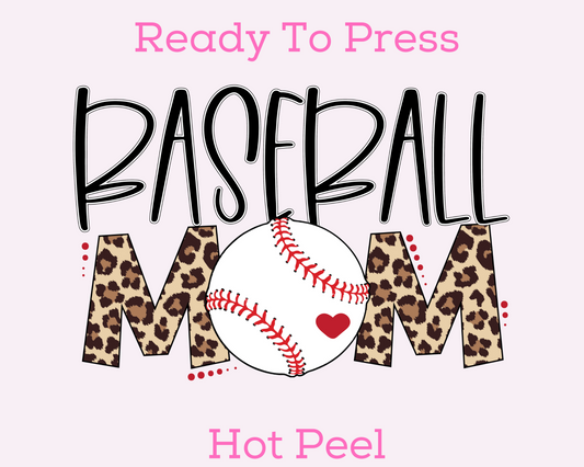 Baseball Mom Leopard Baseball DTF TRANSFER or UV DTF STICKER