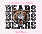 Faux Embroidery Distressed Bears Sports Mascot DTF TRANSFER or UV DTF STICKER