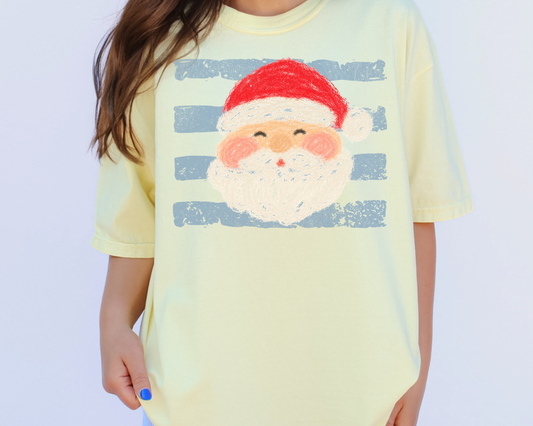 Blue Stripes Santa Christmas DTF TRANSFER