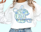 Blue Floral Helmet Football DTF TRANSFER or UV DTF STICKER
