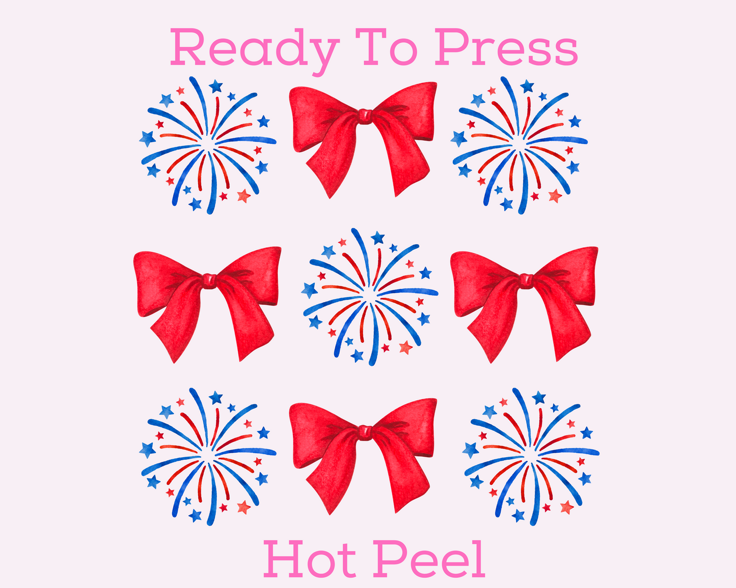 Fireworks & Coquette Bows 4th of July Coquette DTF TRANSFER or UV DTF STICKER