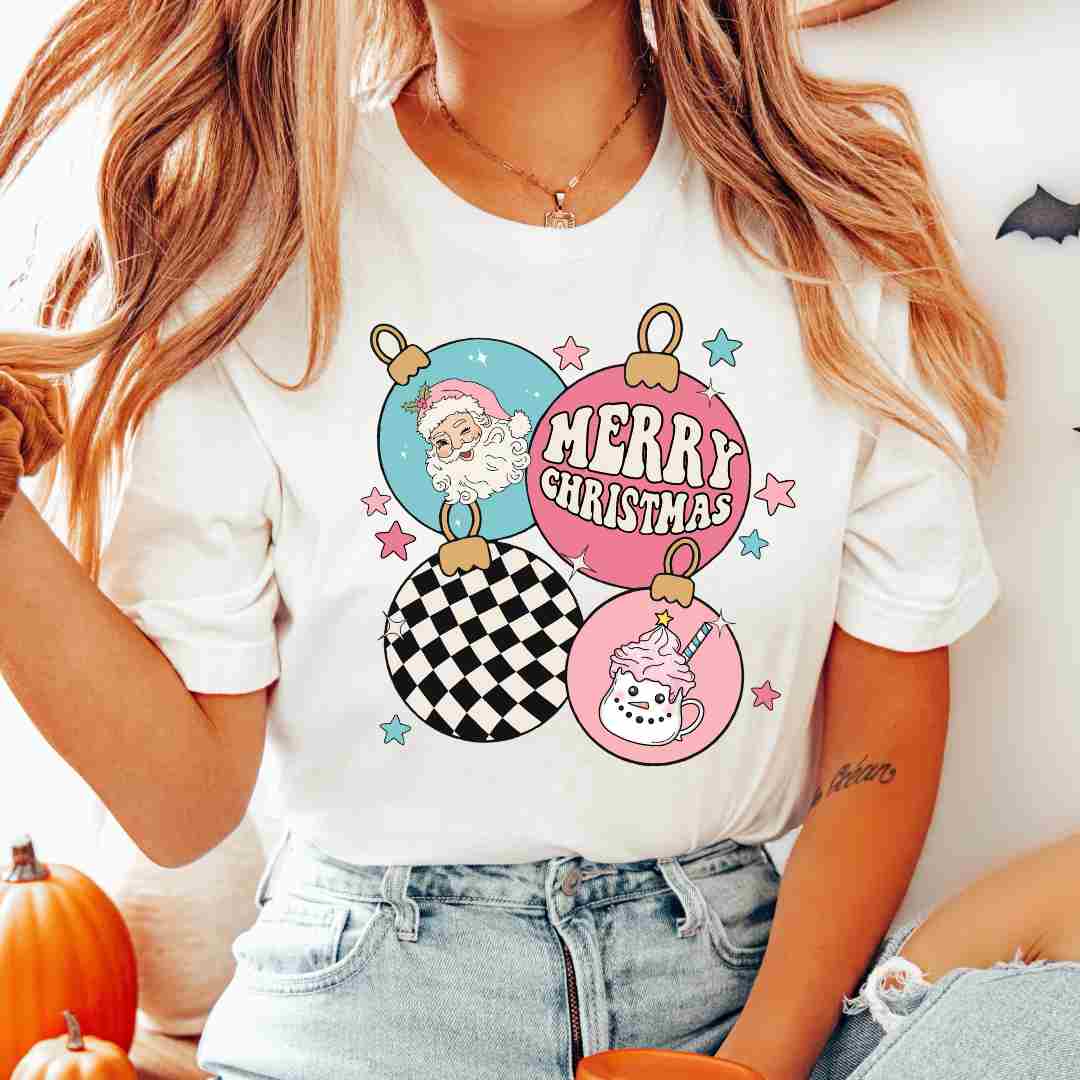 Checkered Christmas Ornaments DTF TRANSFER or UV DTF STICKER