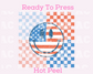 Smiley America Checkered DTF TRANSFER or UV DTF STICKER Uv Dtf Sticker