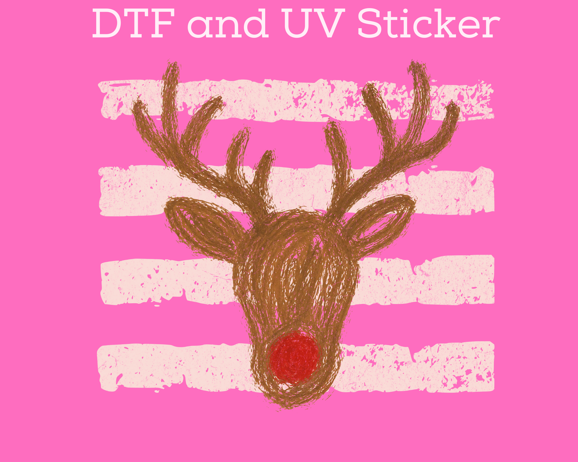 Cream Stripes Reindeer Christmas DTF TRANSFER