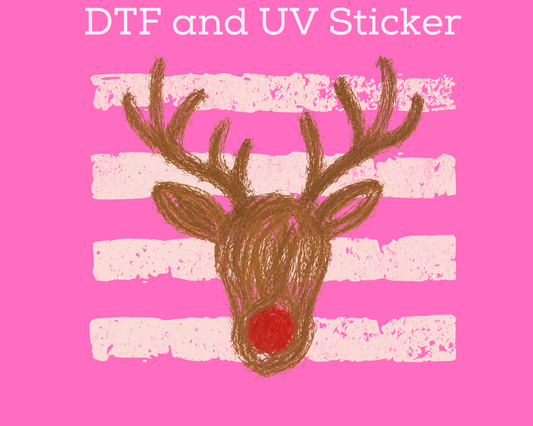 Cream Stripes Reindeer Christmas DTF TRANSFER
