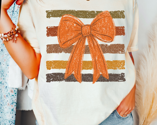 Fall Bow with Stripes DTF TRANSFER