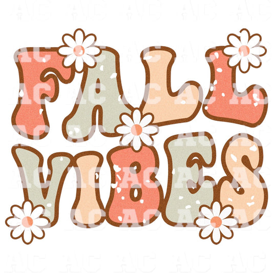 Fall Vibes Retro DTF TRANSFER or UV DTF STICKER DECAL