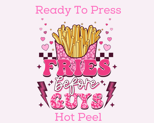 Fries Before Guys Pink (Checkered) Valentines Day DTF TRANSFER