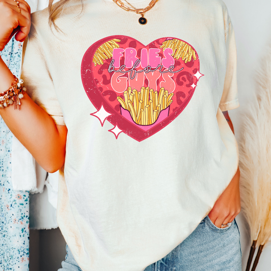 Fries Before Guys (Distressed) Leopard Valentine's Day DTF TRANSFER