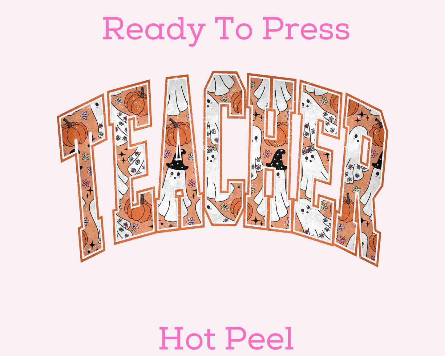 Halloween Teacher Varsity Letters DTF TRANSFER or UV DTF STICKER DECAL