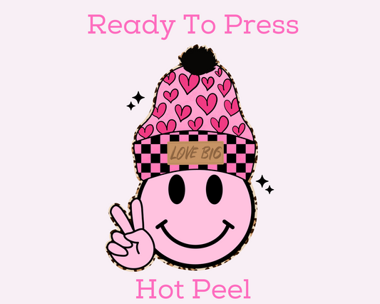 Love Big Heart Beanie Happy Valentine's Day DTF TRANSFER