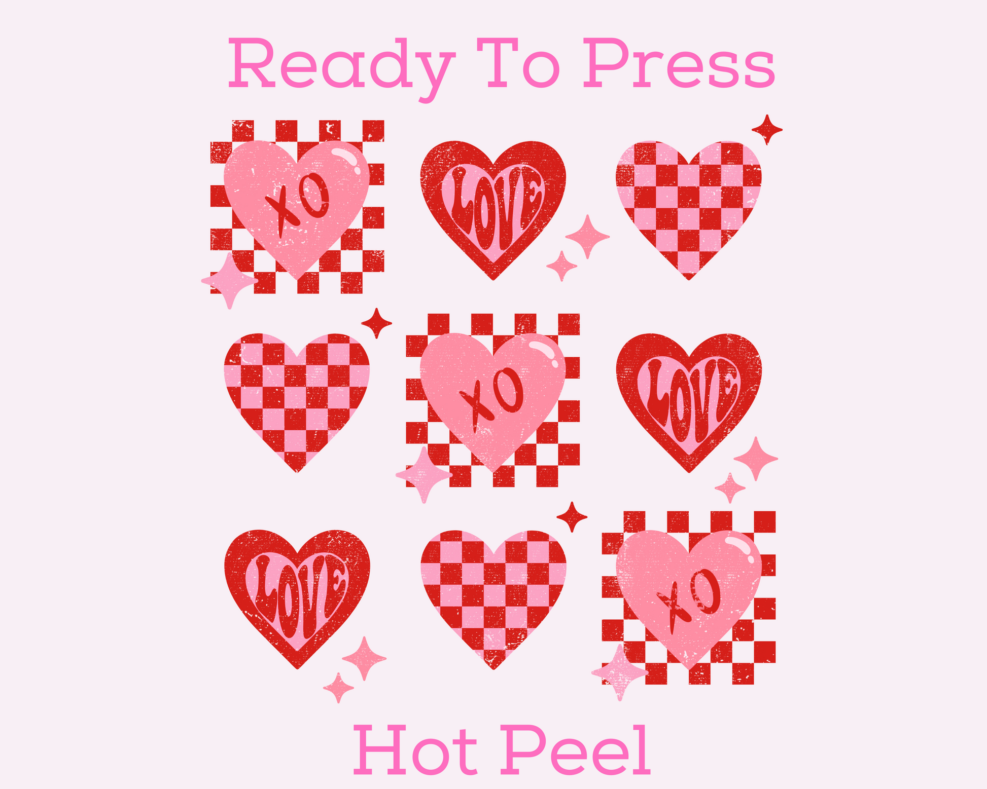 Checkered XO Hearts (Distressed) Collage Valentine's Day DTF TRANSFER