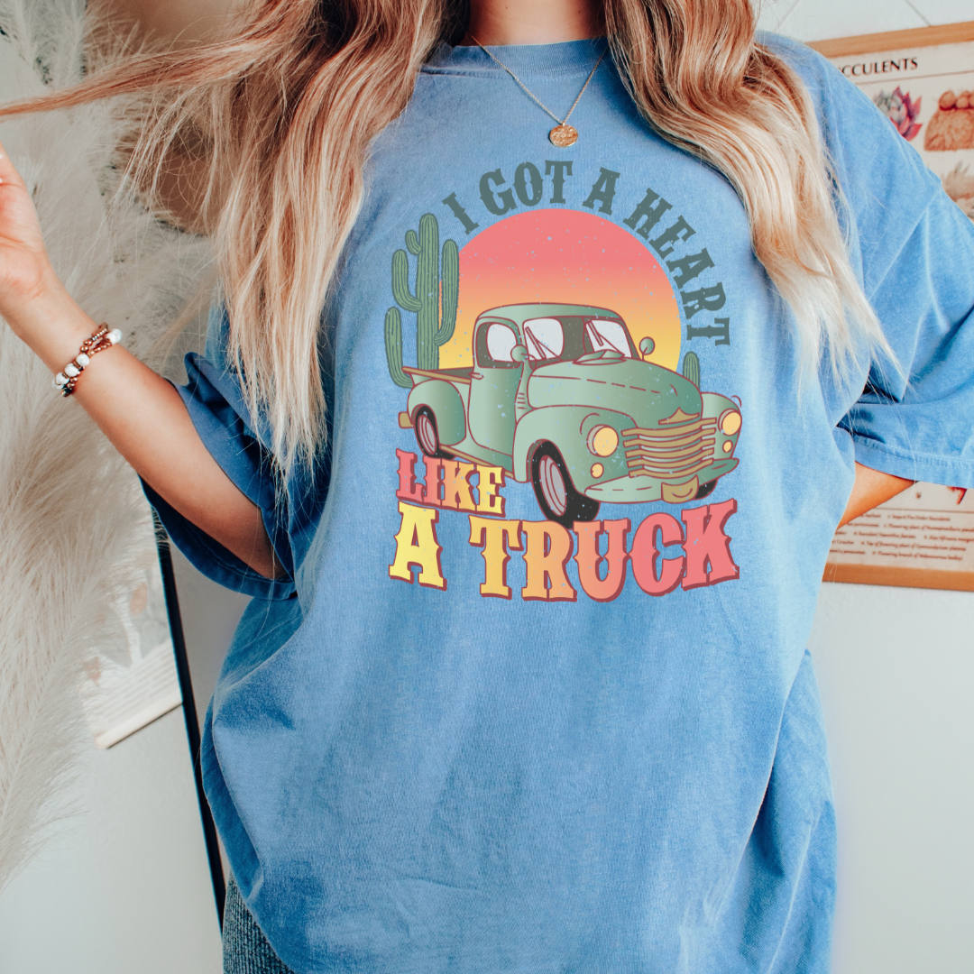Heart Like A Truck (Distressed) Western DTF TRANSFER or UV DTF STICKER