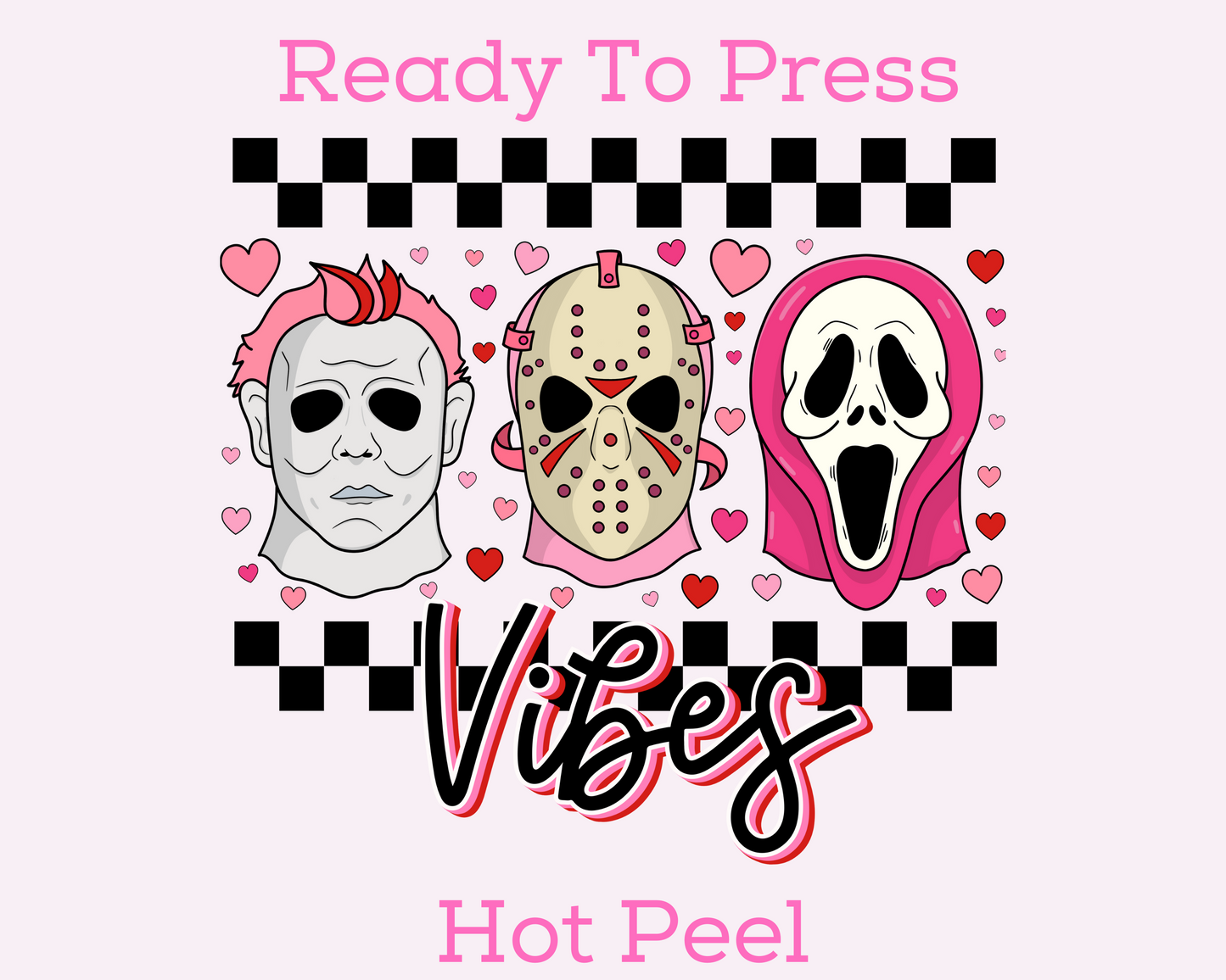 Horror Vibes Checkered Halloween Valentines Day DTF TRANSFER