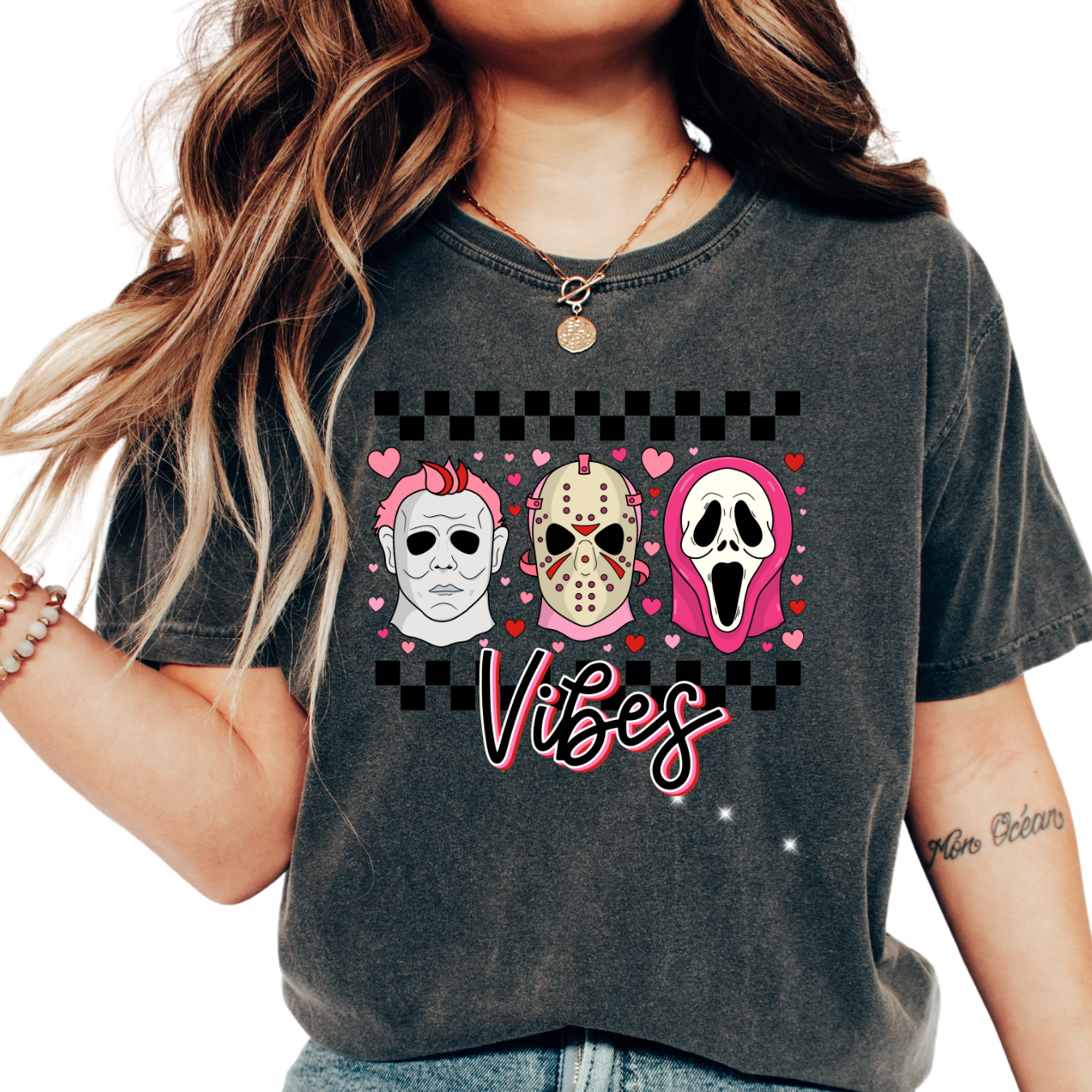 Horror Vibes Checkered Halloween Valentines Day DTF TRANSFER