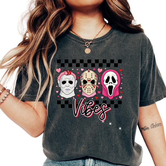Horror Vibes Checkered Halloween Valentines Day DTF TRANSFER