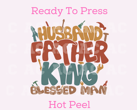 Husband Father King DTF TRANSFER or UV DTF STICKER