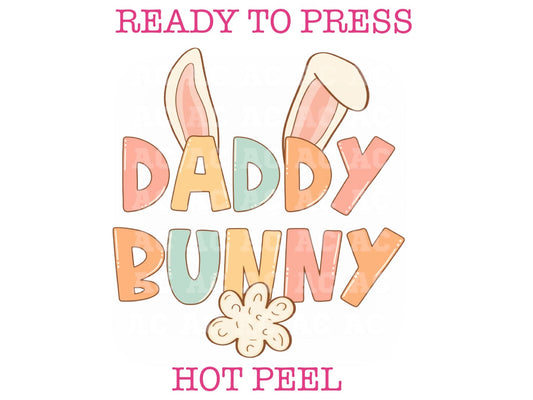 Daddy Bunny (Multicolor Pastel) Easter DTF TRANSFER