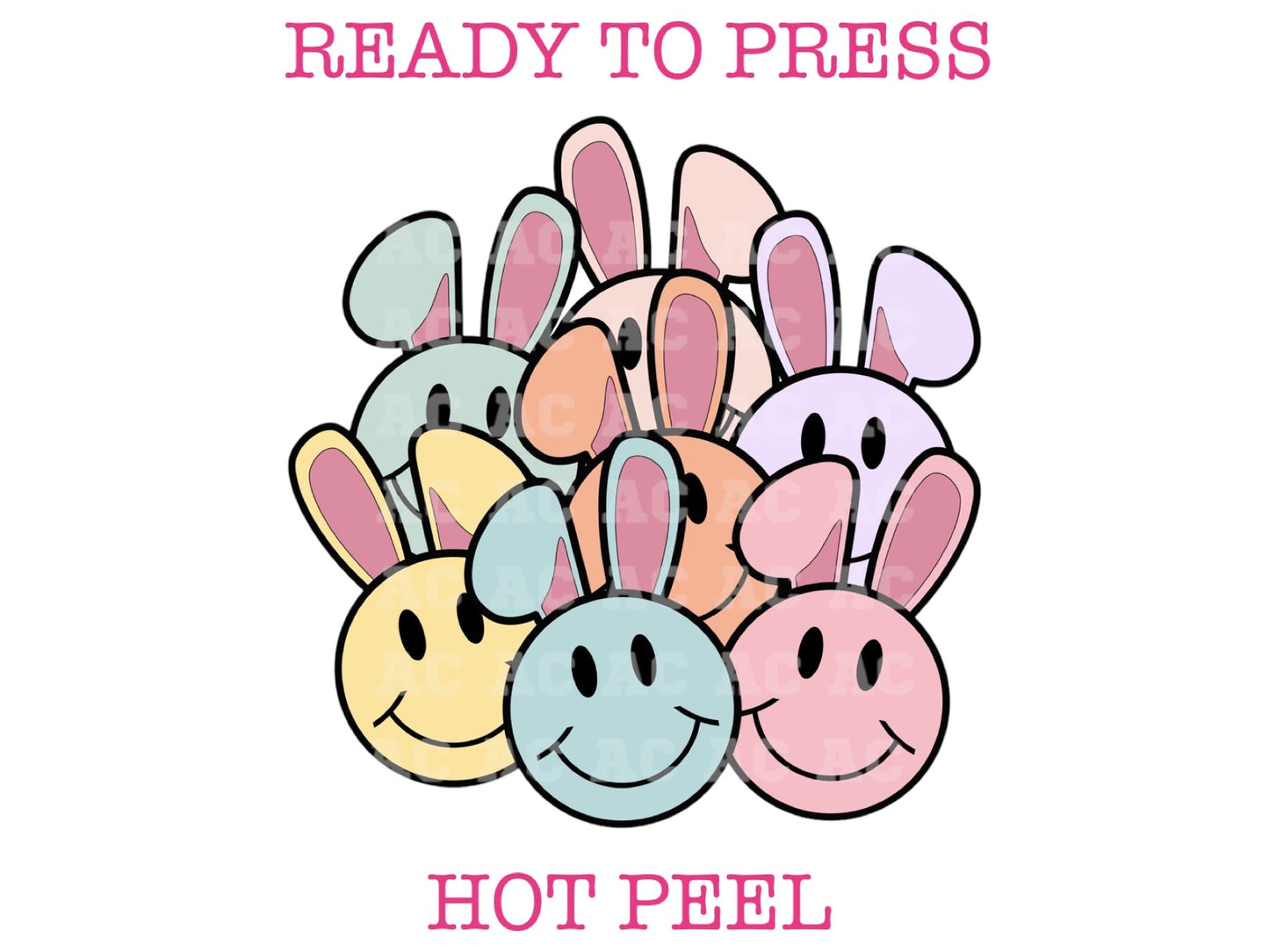 Happy Face Bunny Collage (Multi-Color) Easter DTF TRANSFER