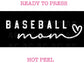 Baseball Script Mom (White) DTF TRANSFER or UV DTF STICKER