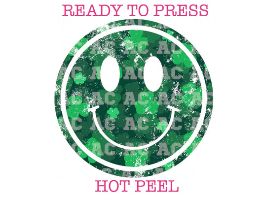 Green Smiley Face St. Patrick's Day DTF TRANSFER or UV DTF STICKER