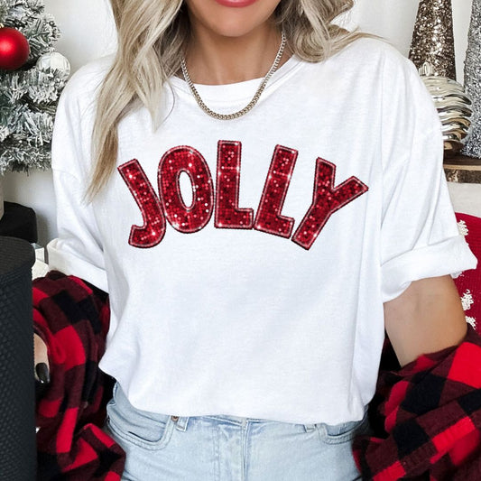 Jolly (Faux Sequins) Christmas DTF TRANSFER or UV DTF STICKER