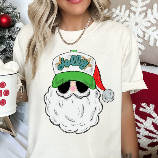 Jolly Trucker Hat Santa Christmas DTF TRANSFER or UV DTF STICKER