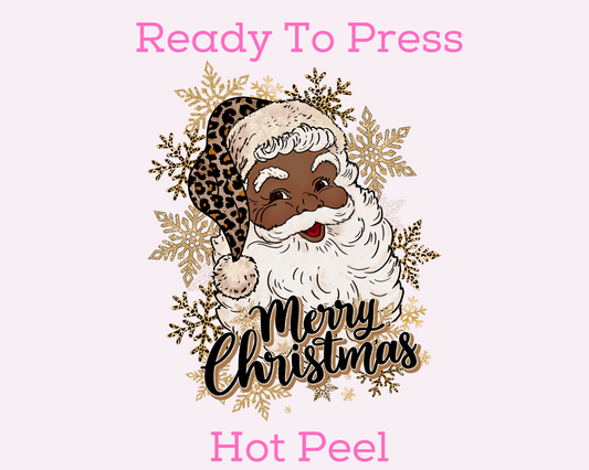Black Santa (Leopard) DTF TRANSFER or UV DTF STICKER